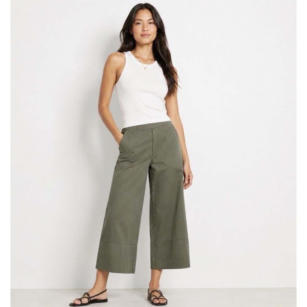 Spanx Stretch Twill Crop Wide Leg Pant Tuscan Olive Women’s Plus Size L